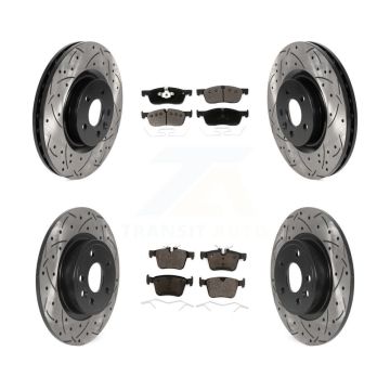 Front Rear Drilled Slot Brake Rotor Ceramic Pad Kit For Land Rover Discovery Sport Jaguar KDT-101005