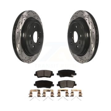Rear Coated Drilled Slotted Disc Brake Rotors And Ceramic Pads Kit For Cadillac CTS KDT-101008