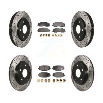 Front Rear Coated Drilled Slot Disc Brake Rotor & Ceramic Pad Kit For Dodge Grand Caravan KDT-101009