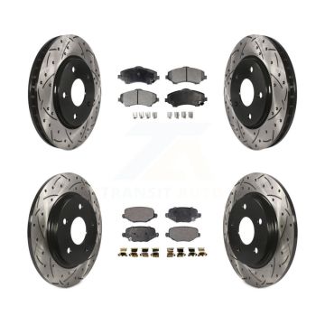 Front Rear Drill Slot Brake Rotor Ceramic Pad Kit For Dodge Grand Caravan Chrysler Town & KDT-101012