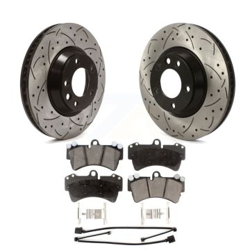Front Drill Slot Disc Brake Rotors Ceramic Pad Kit For Audi Q7 Porsche Cayenne Volkswagen KDT-101014