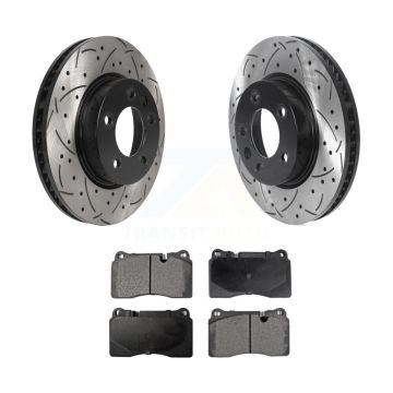 Front Coated Drilled Slotted Disc Brake Rotors And Ceramic Pad Kit For Volkswagen Touareg KDT-101016