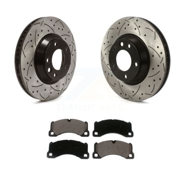 Front Coated Drilled Slotted Disc Brake Rotors And Ceramic Pads Kit For Porsche Cayenne KDT-101020