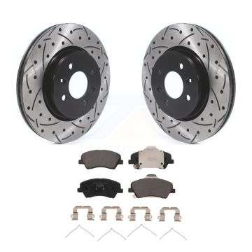 Front Coated Drilled Slotted Disc Brake Rotors Ceramic Pad Kit For Kia Rio Hyundai Accent KDT-101022