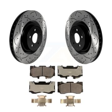 Front Coated Drilled Slotted Disc Brake Rotors And Ceramic Pads Kit For Ford Mustang KDT-101027