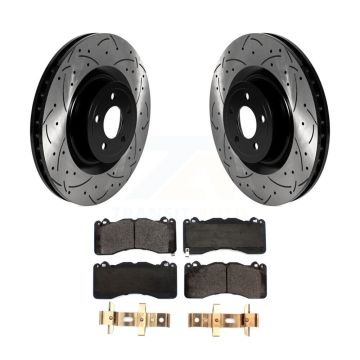 Front Coated Drilled Slotted Disc Brake Rotors And Ceramic Pads Kit For Ford Mustang KDT-101028