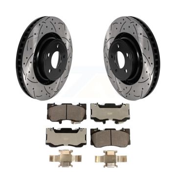 Front Coated Drilled Slotted Disc Brake Rotors And Ceramic Pads Kit For Ford Mustang KDT-101029