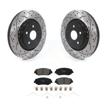 Front Drill Slot Brake Rotors Ceramic Pad Kit For 20-23 Toyota Camry XSE With TRD Package KDT-101031