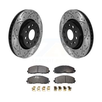 Front Coated Drilled Slotted Disc Brake Rotor Ceramic Pad Kit For Jeep Wrangler Gladiator KDT-101034