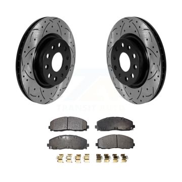 Front Coated Drilled Slotted Disc Brake Rotors And Ceramic Pads Kit For Jeep Wrangler KDT-101035