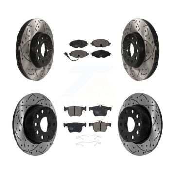 Front Rear Coated Drilled Slot Disc Brake Rotor Ceramic Pad Kit For Volkswagen Jetta Taos KDT-101037