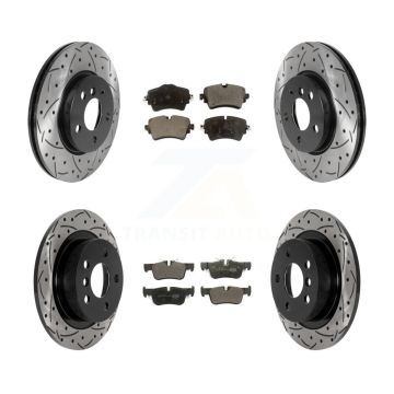 Front Rear Coated Drilled Slot Disc Brake Rotor & Ceramic Pad Kit For Mini Cooper Clubman KDT-101046