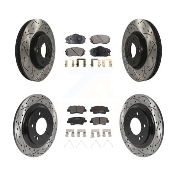 Front Rear Coated Drilled Slotted Disc Brake Rotors And Ceramic Pads Kit For Kia Soul EV KDT-101047