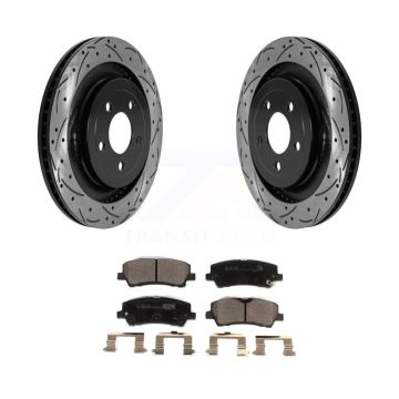 Rear Coated Drilled Slotted Disc Brake Rotors And Ceramic Pads Kit For Ford Mustang KDT-101053
