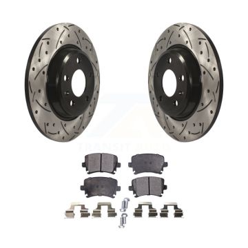 Rear Drilled Slot Disc Brake Rotor & Ceramic Pad Kit For 2009 Audi A4 Quattro Convertible KDT-101055