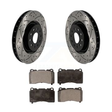 Front Coated Drill Slot Disc Brake Rotor Ceramic Pad Kit For 2017-2020 Honda Civic Type R KDT-101058