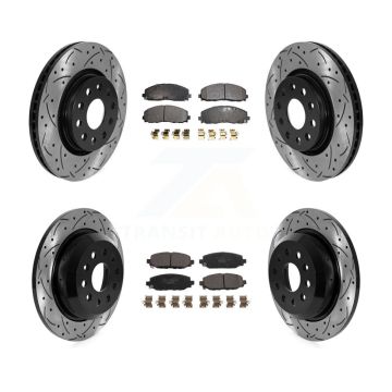 Front Rear Drilled Slot Brake Rotor & Ceramic Pad Kit For 2018-2020 Jeep Wrangler Rubicon KDT-101059