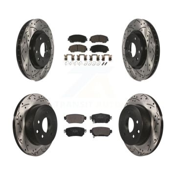 Front Rear Coat Drill Slot Disc Brake Rotor Ceramic Pad Kit For 2019 Nissan Rogue Sport S KDT-101063