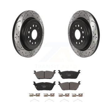 Rear Coated Drilled Slotted Disc Brake Rotors And Ceramic Pads Kit For Ram 1500 KDT-101066