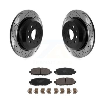 Rear Coat Drill Slot Disc Brake Rotor Ceramic Pad Kit For 2018-2020 Jeep Wrangler Rubicon KDT-101067