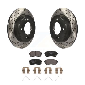 Rear Coated Drilled Slotted Disc Brake Rotors Ceramic Pad Kit For Hyundai Kona Kia Seltos KDT-101068