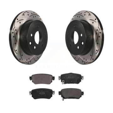 Rear Coated Drilled Slot Disc Brake Rotor & Ceramic Pad Kit For 2019 Nissan Rogue Sport S KDT-101070