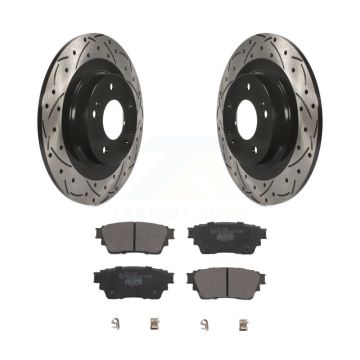 Rear Drilled Slot Brake Rotor Ceramic Pad Kit For Mitsubishi Outlander Eclipse Cross PHEV KDT-101071