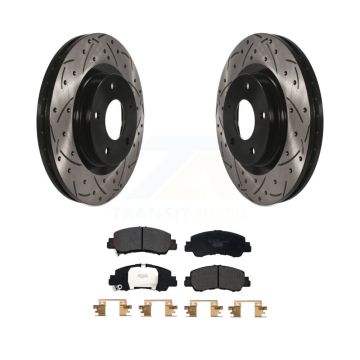 Front Coated Drilled Slot Disc Brake Rotor & Ceramic Pad Kit For Mitsubishi Eclipse Cross KDT-101076