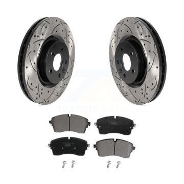 Front Coated Drilled Slotted Disc Brake Rotors And Ceramic Pads Kit For Jaguar E-Pace KDT-101077