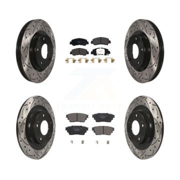 Front Rear Coat Drill Slot Disc Brake Rotors Ceramic Pad Kit For Mitsubishi Eclipse Cross KDT-101086
