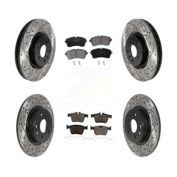 Front Rear Coated Drilled Slotted Disc Brake Rotors And Ceramic Pad Kit For Jaguar E-Pace KDT-101087