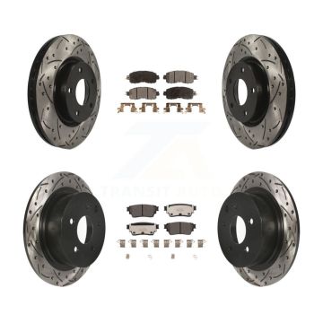 Front Rear Drilled Slot Disc Brake Rotors Ceramic Pad Kit For 2019-2020 Nissan Altima AWD KDT-101088