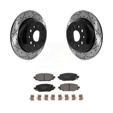 Rear Coated Drill Slot Disc Brake Rotor Ceramic Pad Kit For 2018-2020 Jeep Wrangler Sport KDT-101091