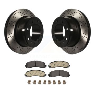 Rear Coated Drilled Slotted Disc Brake Rotors And Ceramic Pads Kit For Ram 2500 3500 KDT-101092