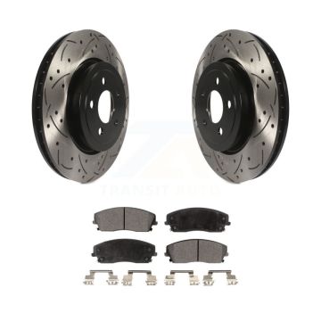 Front Drilled Slot Brake Rotors Ceramic Pad Kit For 2015-2018 Dodge Charger RWD with 3.6L KDT-101094