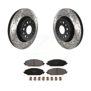 Front Coated Drilled Slotted Disc Brake Rotors And Ceramic Pads Kit For Ram 1500 KDT-101095