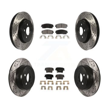 Front Rear Drilled Slot Brake Rotor Ceramic Pad Kit For 15-18 Dodge Charger RWD with 3.6L KDT-101097