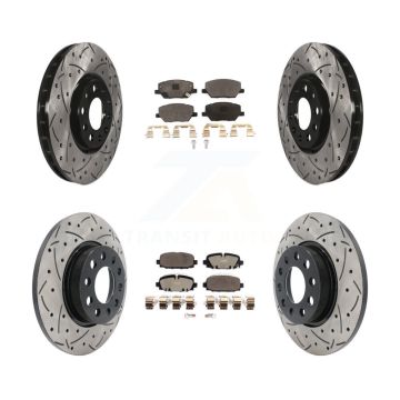 Front Rear Coated Drilled Slotted Disc Brake Rotors And Ceramic Pads Kit For Jeep Compass KDT-101100