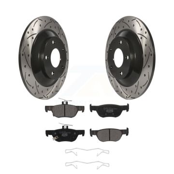 Rear Coated Drilled Slotted Disc Brake Rotor And Ceramic Pad Kit For Mazda CX-30 MX-30 EV KDT-101101