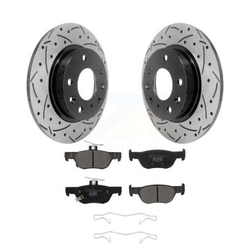 Rear Coated Drilled Slotted Disc Brake Rotors And Ceramic Pad Kit For Mazda 3 CX-30 Sport KDT-101102
