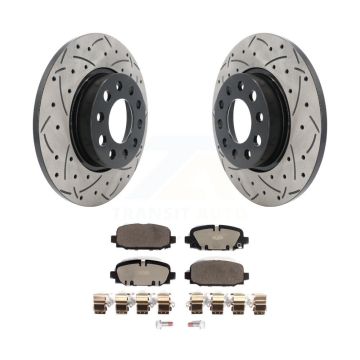 Rear Coated Drilled Slotted Disc Brake Rotors And Ceramic Pads Kit For Jeep Compass KDT-101103