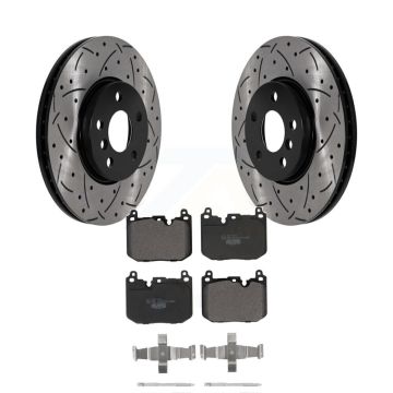 Front Drill Slot Brake Rotor Ceramic Pad Kit For Mini Cooper Clubman S With Sport Package KDT-101104