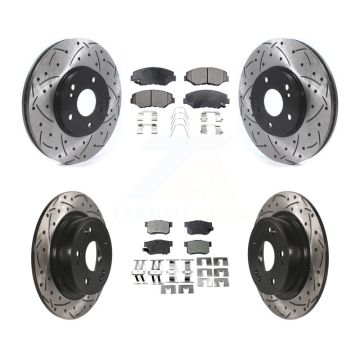Front Rear Coated Drilled Slotted Disc Brake Rotors And Ceramic Pads Kit For Honda Accord KDT-101110