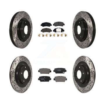 Front Rear Coat Drill Slot Disc Brake Rotors Ceramic Pad Kit For Mitsubishi Eclipse Cross KDT-101111