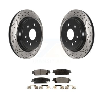 Rear Drilled Slot Brake Rotors Ceramic Pad Kit For Chevrolet Silverado 1500 LD GMC Sierra KDT-101112