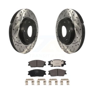 Front Coated Drilled Slotted Disc Brake Rotors Ceramic Pad Kit For Hyundai Venue Kia Soul KDT-101114