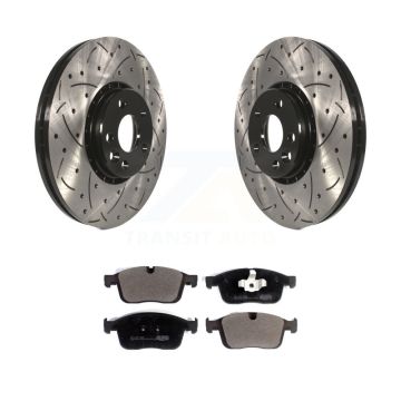 Front Coated Drilled Slotted Disc Brake Rotors And Ceramic Pads Kit For Volvo XC60 KDT-101119