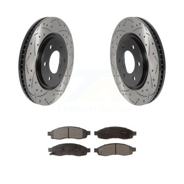 Front Coated Drill Slot Disc Brake Rotor Ceramic Pad Kit For 2007 Nissan TITAN From 04 07 KDT-101120