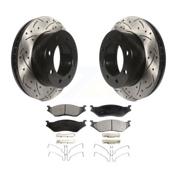 Front Drill Slot Brake Rotors Ceramic Pad Kit For Ford F-450 Super Duty With 8 Lug Wheels KDT-101122