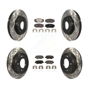 Front Rear Coated Drill Slot Disc Brake Rotors Ceramic Pad Kit For Hyundai Venue Kia Soul KDT-101124
